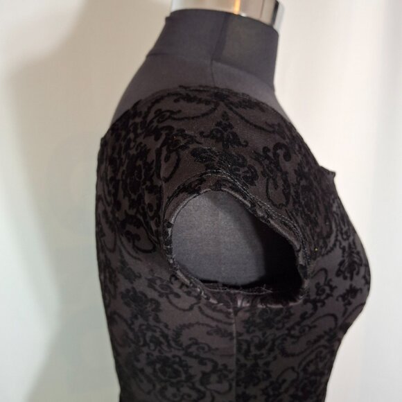 Holiday Party Burnout Velvet Flocked Peplum Corset Cap Sleeves Size M Sweetheart - Picture 8 of 16